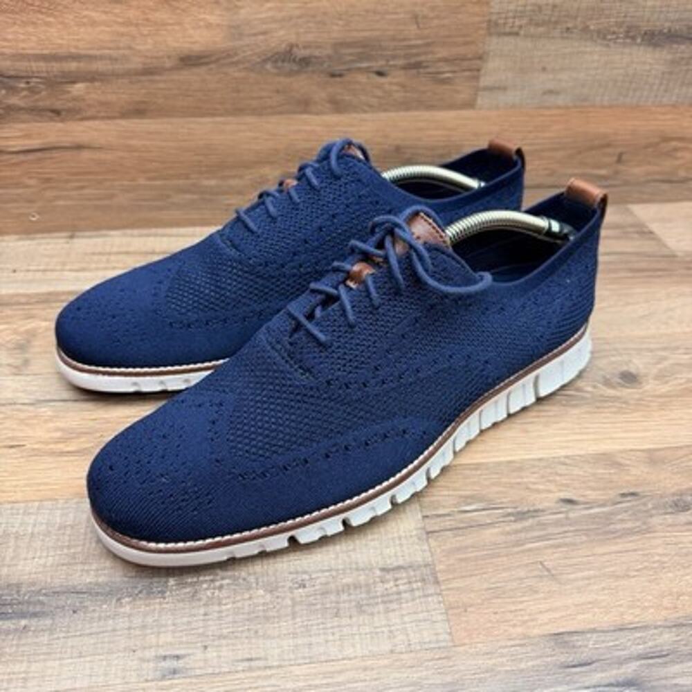 Cole Haan ZeroGrand Stitchlite Oxford Mens Size 11.5 Navy Knit Wingtip C24947